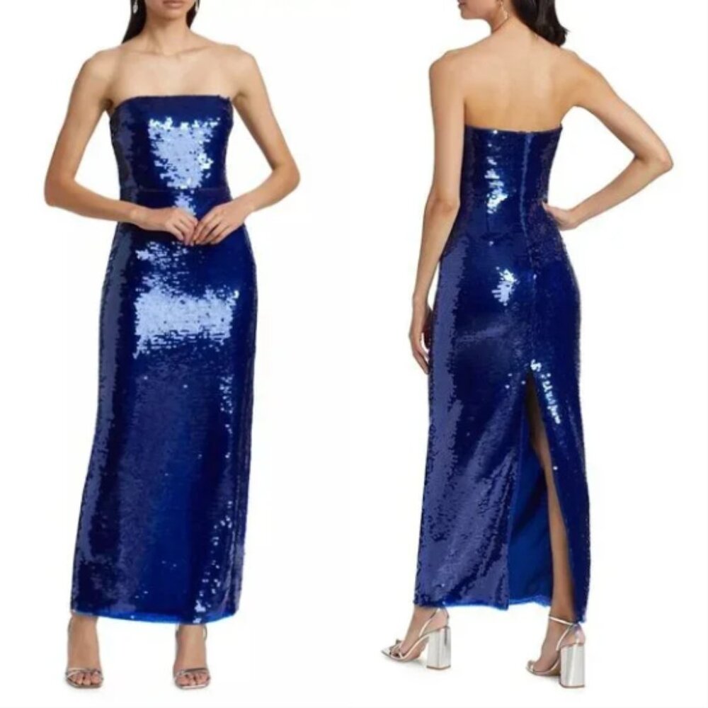 ML Monique Lhuillier Mira Sequin Strapless Gown NWOT Women's 10